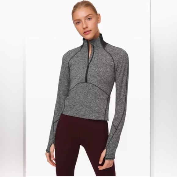 lululemon athletica Tops - Lululemon Athletica Black Heathered Cropped Sweatshirt